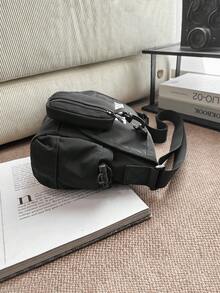 男士休闲单肩包，适合日常通勤、旅行、购物和散步等多种场合。 - 黑色 - 查看 6