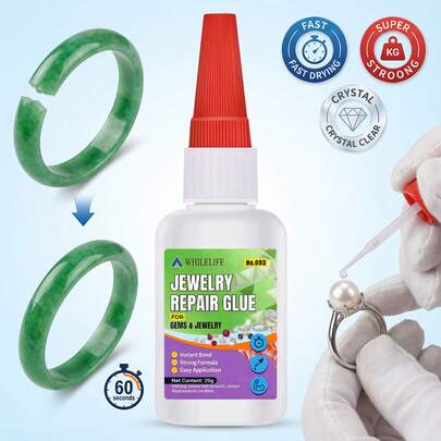 珠宝修复胶 - 速干强力透明胶，精准笔尖 | 速干，用于修复宝石、珠宝和损坏的饰品