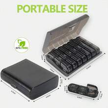 7 天药盒 - 每日两次（早晚），单侧大开口方便取用，黑色隐私保护药盒，适合存放药品、维生素、鱼油、补充剂等。 - 彩色 - 查看 3