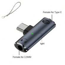 WOWSSYO Bộ chuyển đổi âm thanh 2 trong 1, giắc cắm tai nghe Type-C sang Type-C, sạc nhanh PD100W, tai nghe có thể xoay, cáp âm thanh USB-C sang USB-C, tương thích với iPhone 16/15 Pro Max/Plus, OnePlus và các thiết bị khác. - Nhiều màu - Xem 12