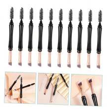 WOONEKY Kit de 10 piezas de brochas de maquillaje de doble extremo para cejas y pestañas, portátil, con tapa, ligero, separador de pestañas y aplicador de cejas para aplicación de maquillaje de ojos - Blanco - Ver 2