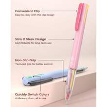 Multicolor Pens, 4 - In - 1 Colored Ballpoint Pen, 0.5mm Quick Dry Black Ink Pens Fine Point Smooth Writing Pens, Cute Nurse Pens Work, 18 Colors, 6PCS - Nhiều màu - Xem 7