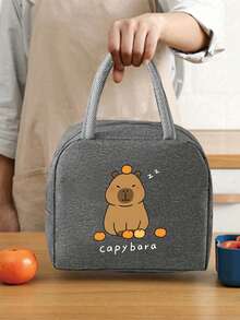 1pc Lunch Bag With Capybara Pattern,Cute Polyester Lunch Tote,Handheld Bags,Portable Lunch Bag, Lunch Box For Adults, Large Capacity Multi-Pocket Lunch Bag, Work Lunch Bag, Tote Bags, Portable Cooler Bags, Ice Packs, Storage Bags, For Travel, Work, Picnic, Outdoor Activities - Capybara-Themed Handbag, For Teenager, Outdoor Essentials,As Holiday Gifts Or Birthday Gifts To Family Or Friends