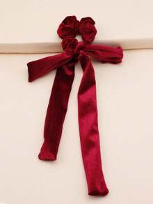 1条法式蝴蝶结长丝带发圈，可作腕带使用，适合日常佩戴，优雅马尾发圈，发绳，弹性发圈，发圈，发饰，头饰 - 黑色 - 查看 10