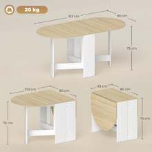 HOMCOM Mesa Plegable de Comedor, Mesa de Cocina Plegable Ovalada, 163x80x75 cm con Alas Abatibles, Hasta 6 Personas, para Comedor, Salón, Espacio Pequeño, Natural - Madera Natural - Ver 7