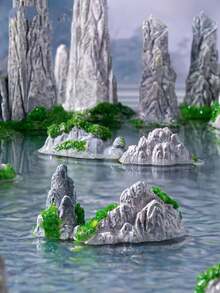 14件套禅意花园景观装饰套装，灰色树脂岩石造型，适用于盆景景观装饰、仙境花园配件、植物园和玻璃生态瓶，人造岩石，夏季盆栽植物装饰。本产品仅供园艺装饰用途，不建议14岁以下儿童使用。 - 彩色 - 查看 4