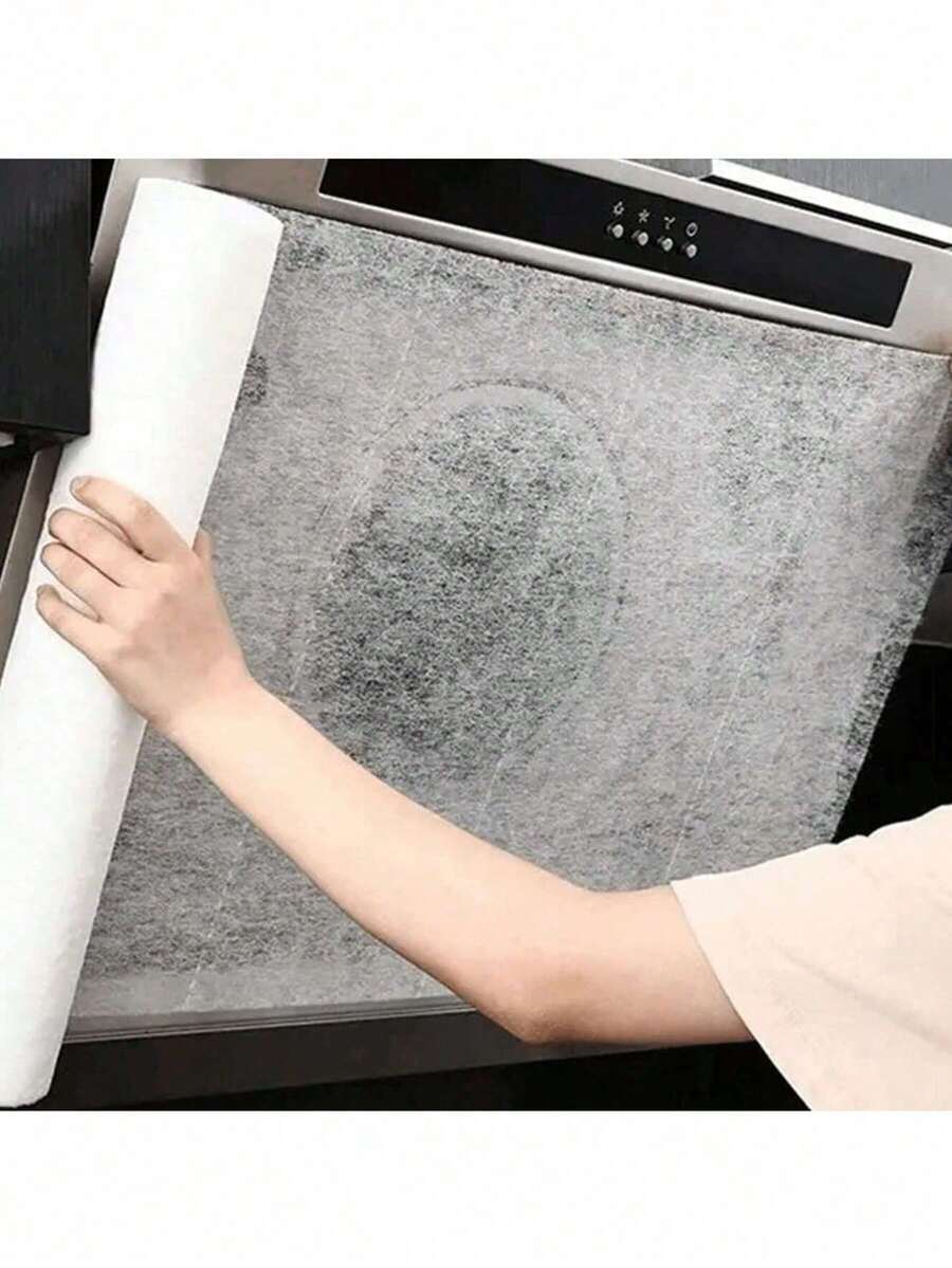 1 Roll (Approx.) Non-Woven Dust Cover - Oil Absorbent Paper Filter, Wireless Side Oil Absorption, Kitchen Supplies, No Battery, Suitable For Kitchen Stove Chimney, Oil Absorbent Membrane - White - View 1
