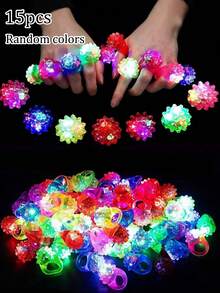 5/10 piezas Anillos de gel suave con LED, anillos luminosos con forma de fresa, excelentes para fiestas, cumpleaños, San Valentín, Año Nuevo, carnaval, decoración del hogar, juguetes, luces LED intermitentes, artículos luminosos. Adecuado para bodas, discotecas, bares, conciertos, regalos creativos para hombres, festivales, San Valentín, festivales de música, fiestas de club (Nota: surtido aleatorio) - Multicolor - Ver 13