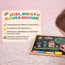 Pizarra de juegos Para Aprendizaje, Dibujo Incluye 12 gises de colores + Borrador - Caqui - Ver 3