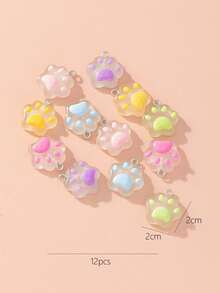 12pcs/set Cute Paw DIY Pendant For Women For DIY Jewelry Making