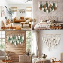 CYPNLímite-MX Tapiz Grande de Macramé Bohemio Tejido a Mano para Colgar en la pared Hojas Grandes y Elegantes Arte de Pared Tejido Tapiz con Borlas de Hojas para Hogar Recámara Galería Apartamento Ash AmarilloFashion - 227350708 - Ver 5