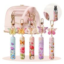 1pc Single-Pack Floral Pendant Perfume Spray Bottle, Marble Pattern Perfume Bottle With Keychain, Women's Crossbody Bag Decorative Pendant, Mini Perfume Sprayer, Birthday Gift, Holiday Gift, Travel Portable 5ml - 粉色 - 查看 3