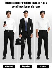 Camisa de Manga Larga de Unicolor con Cuello Mao para Hombre, Camisa Formal de Unicolor para Hombre, Camisa Casual/De Oficina de Unicolor con Botones en Una Sola Hilera, Adecuada para Uso Diario, Trabajo, Salidas y Fiestas, Combinable con Pantalones de Traje o Trajes para Bodas, Lunas de Miel, Otoño, Regalo para Hijos, Esposos, Novios y Padres - Blanco - Ver 9