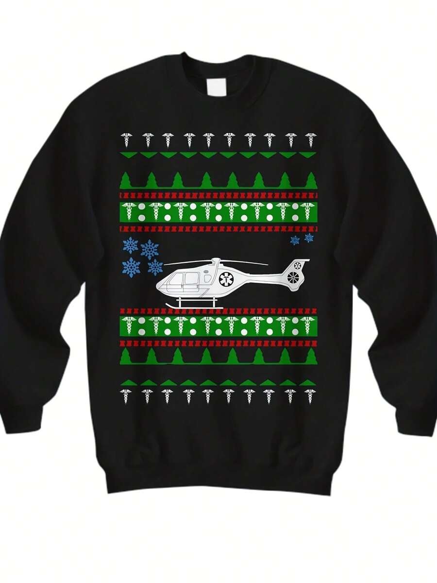 Airlift Helicopter Ugly Cistmas Sweater Medevac Ambulance Nursing Emt Paramedic Doctor Jumper  Leo Armed Forces Gift Shirt - 款式6 - 查看 1