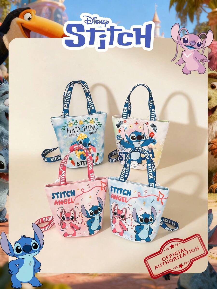 Disney 迪士尼官方授权史迪奇图案方形手提包，糖果包，可爱卡通女孩手提包，轻便单肩包，可调节肩带斜挎包，适合女孩/学生，日常/外出/装手机/钱包和小物件的理想之选 - 彩色 - 查看 1