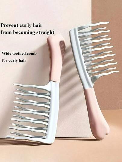 مشط مضاد للكهرباء الساكنة وماسج فروة الرأس، ذو أسنان موجية مزدوجة، مشط شعر ذو أسنان عريضة مزدوجة، للشعر المجعد والمستقيم، للتجعيد الطويل والتصفيف المجسم، مقبض من البلاستيك ABS، مشط أسود وأزرق فاتح أنيق، لاستخدام الصالون المنزلي، مثالي لإدارة الشعر المجعد والتدليك المنزلي، هدية عيد مثالية للأصدقاء، فرشاة شعر محمولة، مشط شعر أنيق، العناية بالشعر الأنيقة.