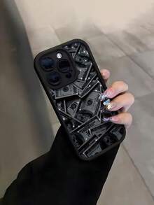 Money 1pc Black Starry Dollar Pattern TPU Material Phone Case Compatible With IPhone 17/17 Pro Max/17 Pro/Air/13/16E/16 Pro Max/16/15/14/12 Pro Max/13 Pro Max/11 Pro/14 Pro/15 Pro/12, Fashionable Protective Soft Case, Luxury Unisex Design - Black - View 1