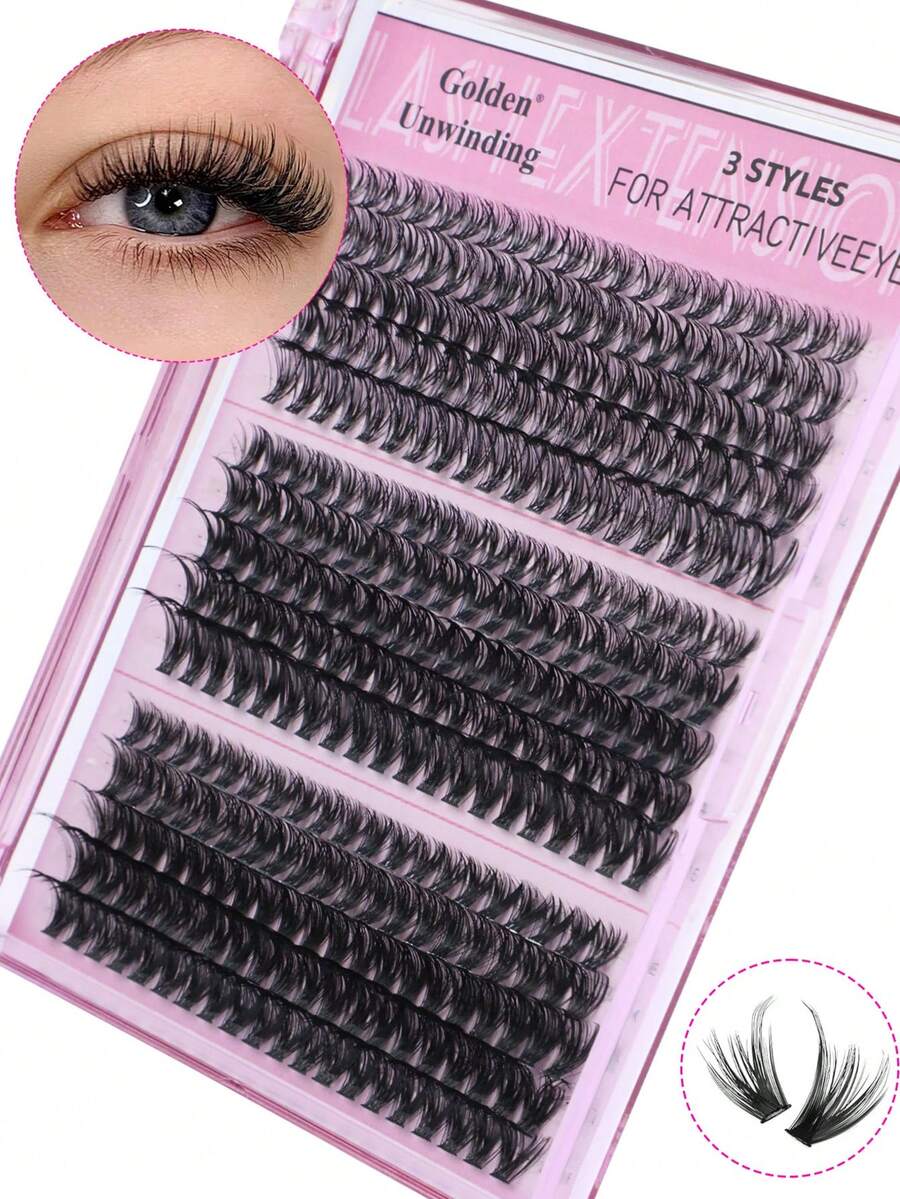 300片装 30D/40D/50D D型卷翘浓密假睫毛套装，DIY假睫毛套装，超浓密黑色假睫毛套装，日常妆容黑色假睫毛套装，D型卷翘假睫毛套装，300片装黑色单根假睫毛套装，8-16mm混合长度假睫毛套装，居家DIY，Rizos D型卷翘假睫毛，迷你旅行装及家用装 - D - 查看 1