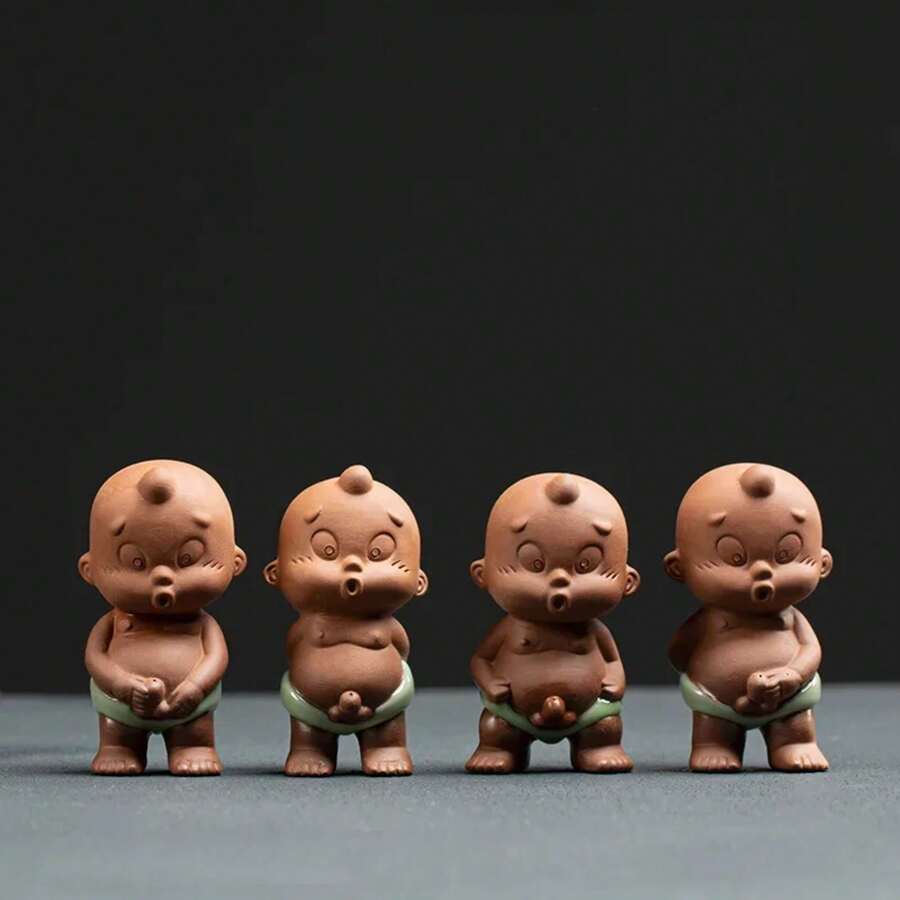Figuras de cerámica creativas, niño orinando, adornos de mascota deé, rociador de agua, pequeño monje, accesorios de juego deé boutique, muebles - relajado - Ver 1