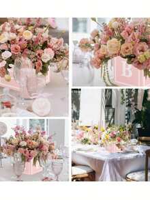 Bộ 8 món/4 món/2 món đồ trang trí trung tâm bàn tiệc mừng em bé, đồ trang trí hình khối em bé, hộp hoa em bé để trang trí bàn ăn, hộp bóng bay màu hồng có chữ cái, thích hợp cho tiệc rửa tội bé trai và bé gái, tiệc rửa tội, tiệc tiết lộ giới tính, trang trí hoa và bàn, tiệc kỷ niệm, tiệc sinh nhật, tiệc cô dâu, tiệc độc thân, tiệc công chúa. - Nhiều màu - Xem 10