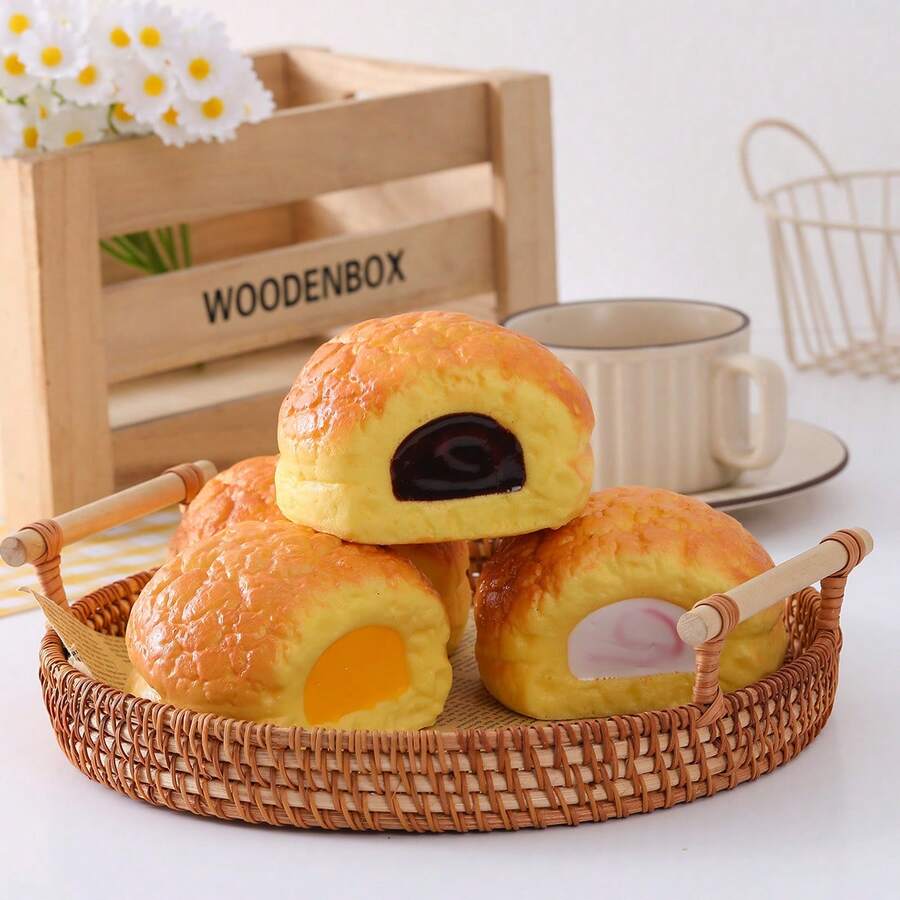 PU Slow Rebound Pineapple Bun Squishy Toy, Soft Bread Model, Stress Relief Squeeze Toy, Gift For Relaxation, Emotion Regulation, Birthday, Holiday - Multicolor - View 1