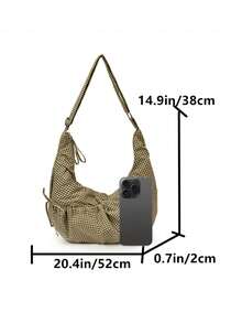 1pc Women's Nylon Shoulder Bag/Handbag/Tote Bag, With Adjustable Shoulder Strap, Scratch-Resistant And Durable, Can Hold Passport, Cash, ID, Credit Cards, Lightweight, Suitable For Commuting/Travel, Fashionable Color Block Design. - Multicolor - View 8