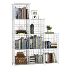 CYPNEstanteria Modular Malla Almacenamiento de 9 cubos Montaje DIYOrganizador de Almacenamiento de Cubos de Alambre con Tabique de Plástico PP Estantería Modular Apto para Dormitorio Salón ArmarioFashion - Blanco-6 - Ver 2