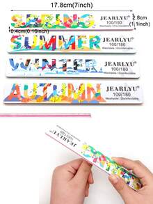 JEARLYU 2/5/9/25件装季节性方形指甲锉，精美单面印花抛光打磨块，100/180目高品质修甲锉 - 彩色 - 查看 2