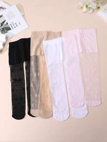 4 Pairs Baby Girls' Cute & Sweet Style Thin Tights/Pantyhose, Suitable For Spring/Summer, Dance Wear - Multicolor - View 6