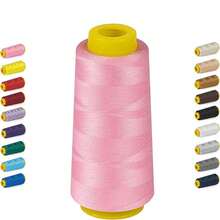 EDCUEBE7 3000码缝纫线，包缝线-多色，缝纫线筒，通用缝纫线，包缝线筒，涤纶包缝线，适用于包缝机、锁边机、绗缝、拼接、缝纫机、手工刺绣