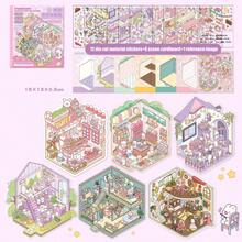 1 Set Miniature Scene Sticker Collection, 3D Stereoscopic House & Landscape Sticker Book, Creative Children DIY Handmade Collage - Multicolor - View 5