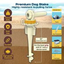 CYPNDIGGO - Ancla de Playa para Perro para Todos los tamaños de Perro Sistema único de Bloqueo de Playa con combinación giratoria de Cabeza de 360° estaca de Amarre Resistente Ancla para ParaguasFashion - 219820686 - Ver 7