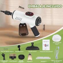 CYPNLimpiador Pistola Vapor Portátil a Presión de Alta Temperatura con 7 Boquillas y Tanque de 600 ml Máquina de Limpieza para Cocina Baño y Muebles 3 Niveles Ajustables BlancoFashion - como en la foto - Ver 8