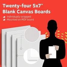 Canvases For Painting - Pack Of 24, 5 X 7 Inch Blank White Canvas Boards - 1OO% Cotton Art Panels For Oil, Acrylic & Watercolor Paint - 5x7吋-24片 - 查看 4