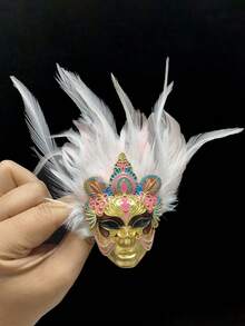 Feather Masked Lady Brooches - Figure Pins For Women Casual Party Jewelry Accessories / Friends Gifts Badges Decoration - Masked Girl - View 2