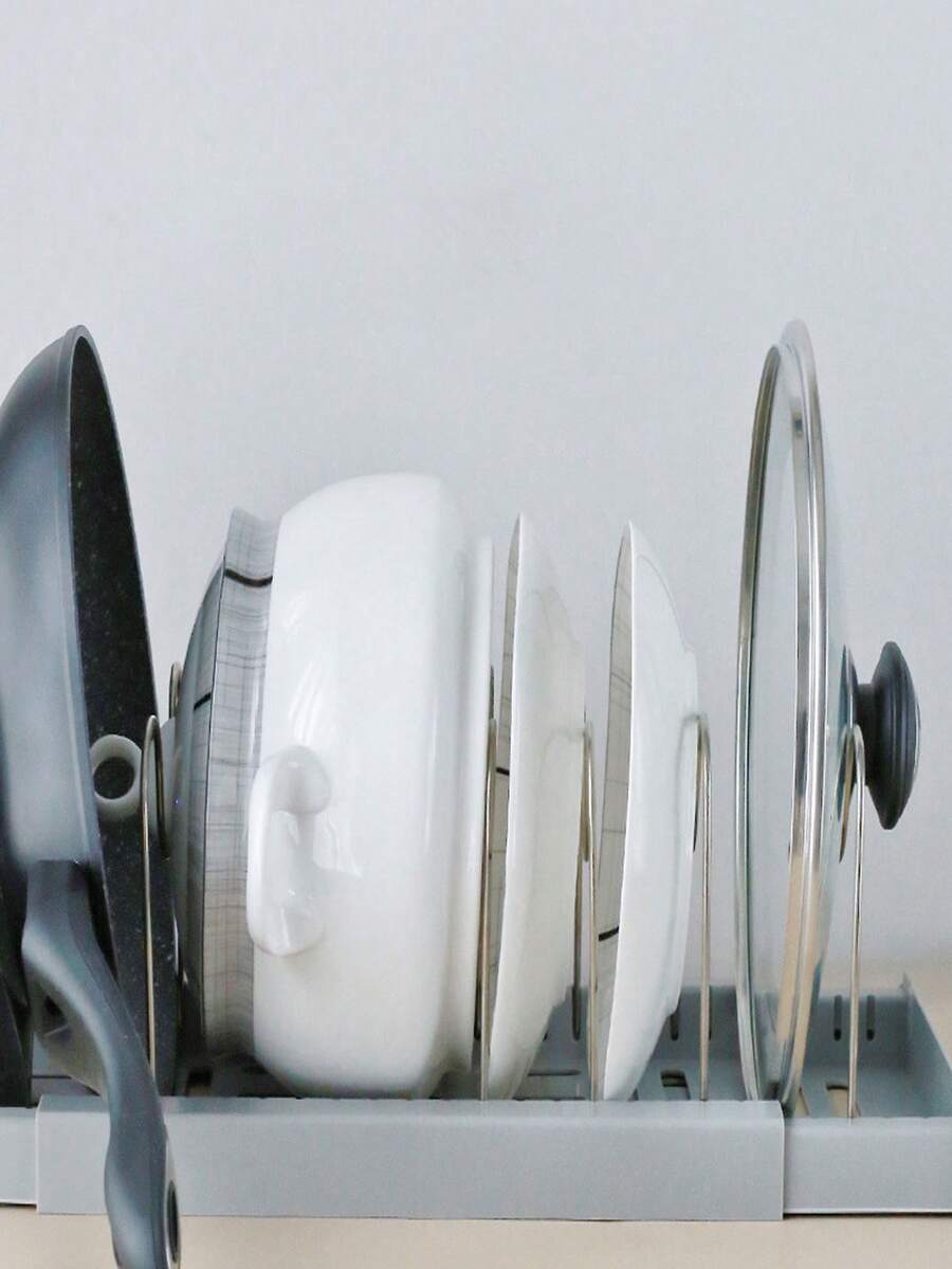 1pc Stainless Steel Pot Holder Rack, Kitchen Countertop Organizer For Pots, Pans, Lids, Cutting Boards - Multicolor - View 1