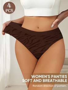 MEIYATING 4条装女士低腰无痕内裤，心形条纹图案，英式腰带，舒适柔软时尚日常内衣 - 彩色 - 查看 5