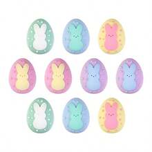 10颗/5颗/1颗可爱3D复活节彩蛋兔子硅胶珠套装，时尚设计，适合珠宝制作，可用于DIY手链、挂绳、串珠笔、节日装饰和其他手工艺品，是串珠用品、生日派对、返校季、毕业典礼、复活节的完美礼物。 - 彩色 - 查看 8