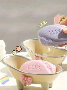1pc,Cute Creative Bathtub Style Soap Tray - Soap Box Holder, Bathroom Accessory, Space-Saving Design For Tidies Bathroom Countertops, Complete With A Pink Bow Home Bathroom Decor - Multicolor - View 3