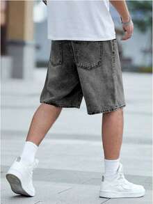 Quần short denim ống đứng dáng thường ngày cho bé trai, phong cách thời trang đường phố sinh viên. - Xám - Xem 2