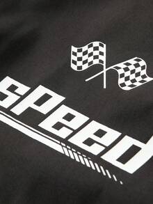 Men's Racing Graphic Hooded Jacket | Spring/Summer Streetwear Windbreaker - Black - View 4