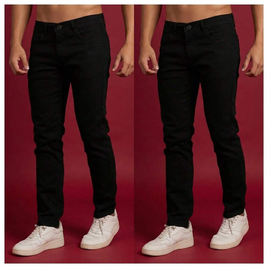Kit Of 2 Men's Jeans With Lycra – Basic, Comfortable And With A Perfect Fit | Premium Stretch Fabric | Ideal For Everyday Wear - preto+preto - 查看 1