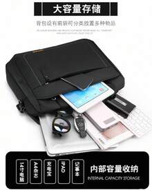 Nuevo maletín de tela Oxford para hombre, gran capacidad, uso comercial y oficial, bolso de lona para hombro, bolso bandolera, bolso para portátil para hombre - Negro - Ver 6