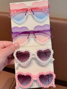 2/3/4/6 Pairs Girls Cute Floral, Heart, Bear Ear, Bow Tie, Fashion Eyeglasses Eyewear, Valentine's Day Gift, Display Card Only (No Shipping) - Multicolor - View 30