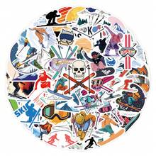 55张滑雪板贴纸，可用于剪贴簿、滑雪主题，美观实用，包含可爱卡通滑雪板贴纸、时尚滑雪头盔贴纸等，防水乙烯基材质，适用于水瓶、电脑、笔记本电脑、手机、行李箱、笔记本、冰箱等。 - 彩色 - 查看 11