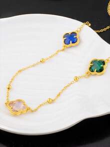3pcs Lucky Clover Necklace & Earrings Set 24k Gold Plated, Elegant Long Chain Jewelr  Set For Women - Nhiều màu - Xem 6