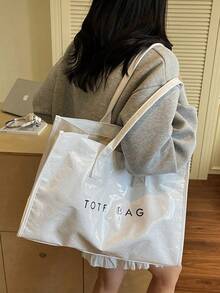 Túi tote nhựa trong suốt dung tích lớn, thời trang mới, có quai xách, chống thấm nước, phong cách đường phố cổ điển. Kiểu dáng mềm mại kiểu Nhật, phù hợp cho học sinh, tập thể dục, yoga, du lịch. Có thể dùng như túi cho mẹ, kiểu dáng tối giản, họa tiết ngôi sao, bề mặt nhăn, chất liệu giấy tổng hợp, rất phù hợp cho cuộc sống hàng ngày, mua sắm, du lịch, giải trí. - Xem 4