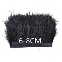 1 Meter Black Ostrich, Goose, Turkey Feather Trim With Tassels, Suitable For DIY Clothing Sewing, Crafts Decoration