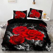 Floral Quilt Doona Duvet Cover Set Double King Size 3pcs Quilt Cover Set Soft Microfiber Breathable Bedding Set For All Season - 01 - View 2