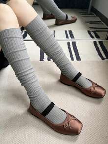1双 - 灰色过膝长袜，修身韩版甜美酷炫少女保暖腿套，春夏款 - 彩色 - 查看 12